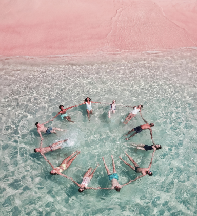 Pink coral sands at Pink Beach